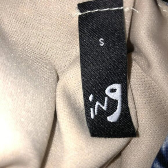 ING Blue White Tunic Top Dress Size Small S Bell Sleeves Scoop Neck - Picture 9 of 11